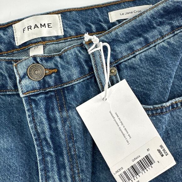 Frame Women's Le Jane Caramia Rigid Denim High Rise Crop Straight Jeans Size 27 - Picture 6 of 9